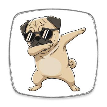 Cool Dabbing Mops Sonnenbrille Cartoon-Kunst - Viereckiger Kühlschrankmagnet - Weiß - Vorne