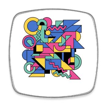 Memphis Geometrie Farbenspiel - Viereckiger Kühlschrankmagnet - Weiß - Vorne