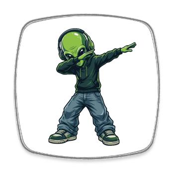 Extraterrestre en dab – Motif de dessin animé de science-fiction drôle - Magnet carré - blanc - Devant