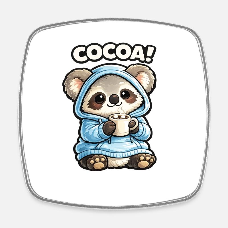 Cocoa Panda Hoodie - Square fridge magnet - white