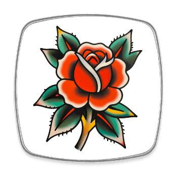 Rose Tatouée Classique - Magnet carré - blanc - Devant
