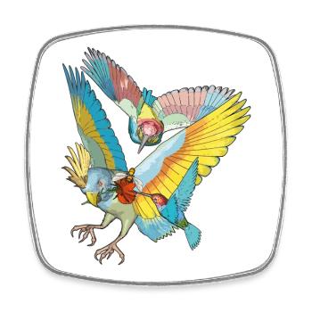Bunte Vögel - Viereckiger Kühlschrankmagnet - Weiß - Vorne