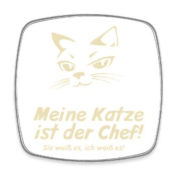 Meine Katze ist der Chef  - Viereckiger Kühlschrankmagnet - Weiß - Vorne