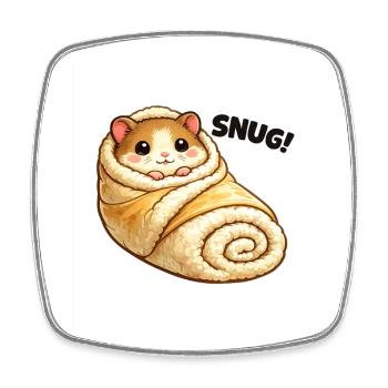 Hamster câlin dans une couverture - Magnet carré - blanc - Devant