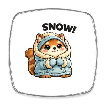 Fox in winter sweater - Square fridge magnet - white - Front