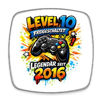 Level 10 Complete 2016 Geburtstag Junge Gamer Gesc - Viereckiger Kühlschrankmagnet - Weiß - Vorne