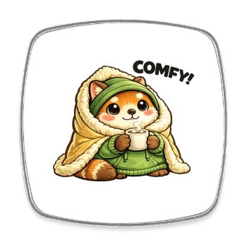 Kuschelpanda im Wintermantel - Viereckiger Kühlschrankmagnet - Weiß - Vorne