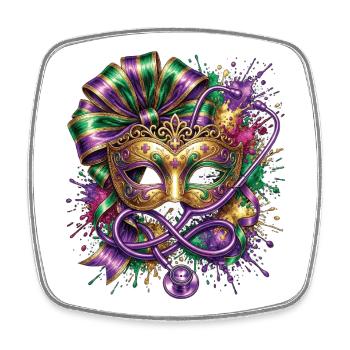 Mardi Gras Krankenschwester-Doktor-Maske - Viereckiger Kühlschrankmagnet - Weiß - Vorne