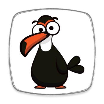 Drôle de toucan au gros bec - Magnet carré - blanc - Devant