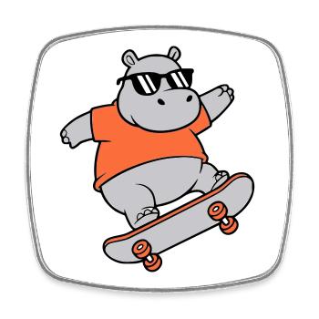 Cooles Nilpferd Skater Skateboard Vektor - Viereckiger Kühlschrankmagnet - Weiß - Vorne