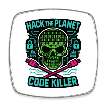 Cybersicherheit: Hack den Planeten - Viereckiger Kühlschrankmagnet - Weiß - Vorne