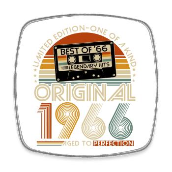 1966 Jahrgang geboren 60. Geburtstag Retro - Viereckiger Kühlschrankmagnet - Weiß - Vorne