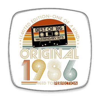 1986 Jahrgang  40. Geburtstag Retro Geschenk - Viereckiger Kühlschrankmagnet - Weiß - Vorne