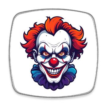 Gruselclown Horror Clown Kopf Porträt Motiv - Viereckiger Kühlschrankmagnet - Weiß - Vorne
