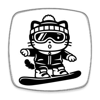 Snowboard Cat - Viereckiger Kühlschrankmagnet - Weiß - Vorne