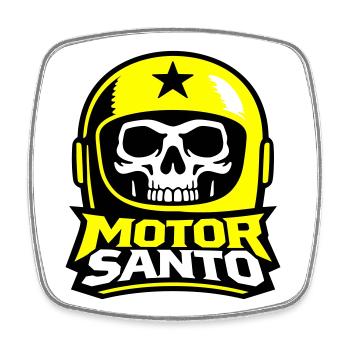 Logo du Crâne de Motor Santo - Magnet carré - blanc - Devant