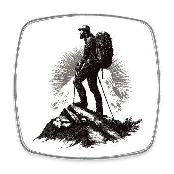 Bergsteiger Motiv im Sonnenstrahl - Viereckiger Kühlschrankmagnet - Weiß - Vorne