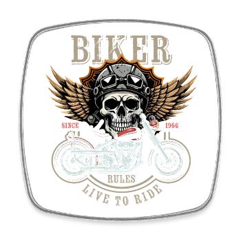 Biker Rules - Since 1966 - Live to Ride - Viereckiger Kühlschrankmagnet - Weiß - Vorne