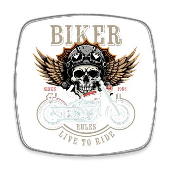 Biker Rules - Since 1953 - Live to Ride - Viereckiger Kühlschrankmagnet - Weiß - Vorne