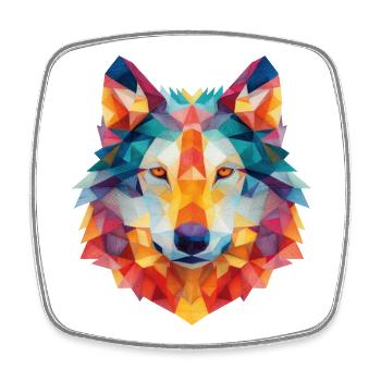 Wolf - Viereckiger Kühlschrankmagnet - Weiß - Vorne