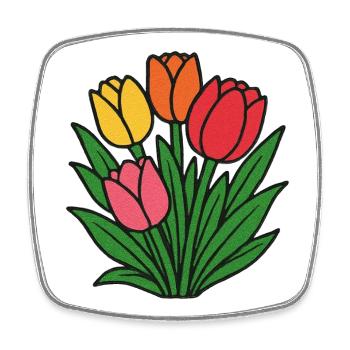 Floraison de la parcelle de tulipes - Magnet carré - blanc - Devant