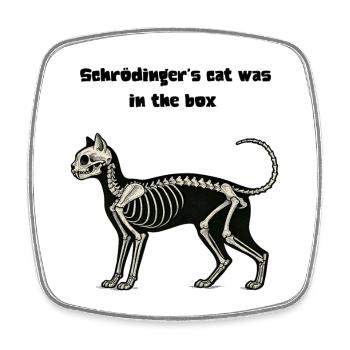 Katzen Tasse, Schrödingers Katze, Katzenskelett, - Viereckiger Kühlschrankmagnet - Weiß - Vorne