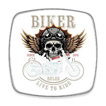 Biker Rules - Since 1975 - Live to Ride - Viereckiger Kühlschrankmagnet - Weiß - Vorne