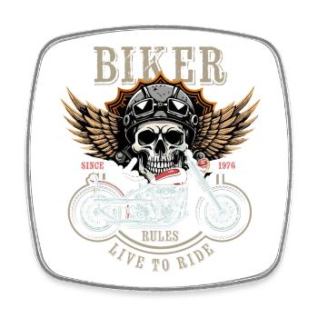 Biker Rules - Since 1976 - Live to Ride - Viereckiger Kühlschrankmagnet - Weiß - Vorne