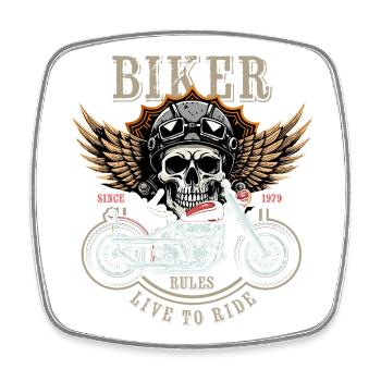 Biker Rules - Since 1979 - Live to Ride - Viereckiger Kühlschrankmagnet - Weiß - Vorne