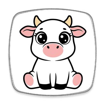 Cute Calf Baby Cow Sitting Kawaii - Square fridge magnet - white - Front
