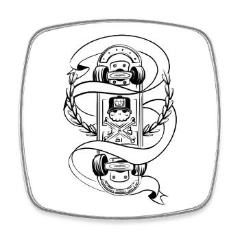 Skateboard Skull Laurel Badge - Square fridge magnet - white - Front