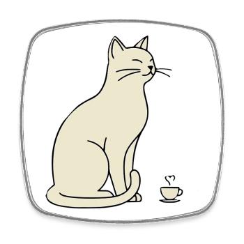 Minimalistische Silhouette Cream Cat - Viereckiger Kühlschrankmagnet - Weiß - Vorne