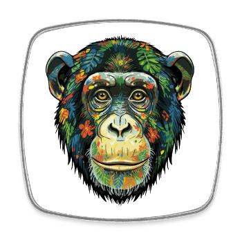Colorful Chimpanzee Flowers - Square fridge magnet - white - Front