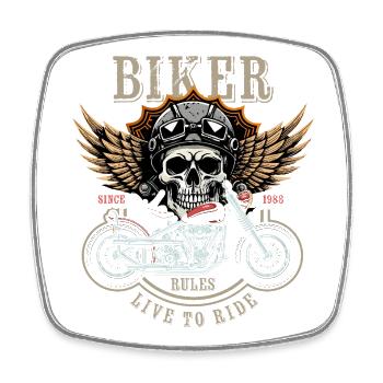 Biker Rules - Since 1988 - Live to Ride - Viereckiger Kühlschrankmagnet - Weiß - Vorne
