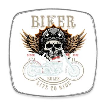 Biker Rules - Since 1997 - Live to Ride - Viereckiger Kühlschrankmagnet - Weiß - Vorne