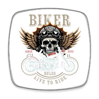 Biker Rules - Since 2003 - Live to Ride - Viereckiger Kühlschrankmagnet - Weiß - Vorne