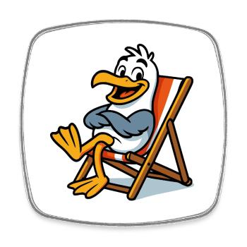 Lounge-Seemöwe am Strand - Viereckiger Kühlschrankmagnet - Weiß - Vorne