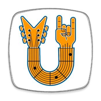 U-Shape Guitar & Rock Hand - Viereckiger Kühlschrankmagnet - Weiß - Vorne
