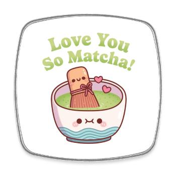 Matcha mignon et fouet t’aiment tellement matcha - Magnet carré - blanc - Devant