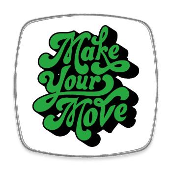 Make Your Move – Retro Handtext - Square fridge magnet - white - Front