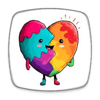 Regenbogenherz Umarmung - Viereckiger Kühlschrankmagnet - Weiß - Vorne