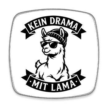 Kein Drama mit Lama - Viereckiger Kühlschrankmagnet - Weiß - Vorne