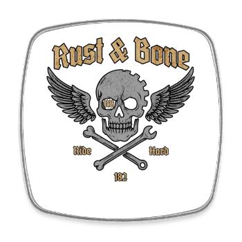 Rust Bone Motorrad Skull Wing Design - Viereckiger Kühlschrankmagnet - Weiß - Vorne