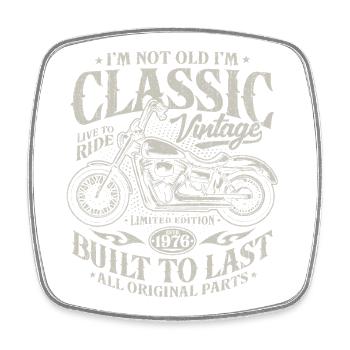 1976 Vintage 50th Birthday Motorcycle Gift - Square fridge magnet - white - Front