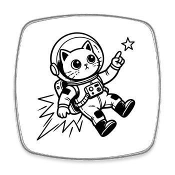Cat Astronaut in Space - Square fridge magnet - white - Front