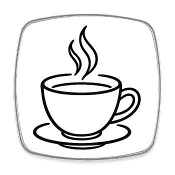 Kaffeetasse in Minimal-Linien - Viereckiger Kühlschrankmagnet - Weiß - Vorne