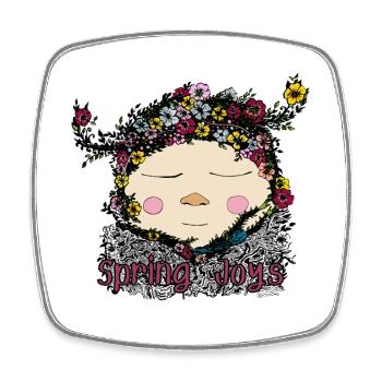 Spring Joy Gnome – Cozy Nature Illustration - Square fridge magnet - white - Front