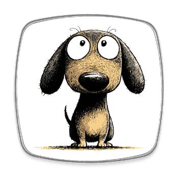 Googly Eyes Dachshund Dog Cartoon Art - Square fridge magnet - white - Front