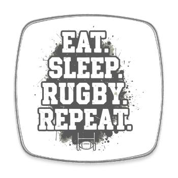 Eat Sleep Rugby Repeat - Square fridge magnet - white - Front