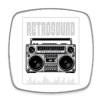 Retro Sound Boombox - Square fridge magnet - white - Front